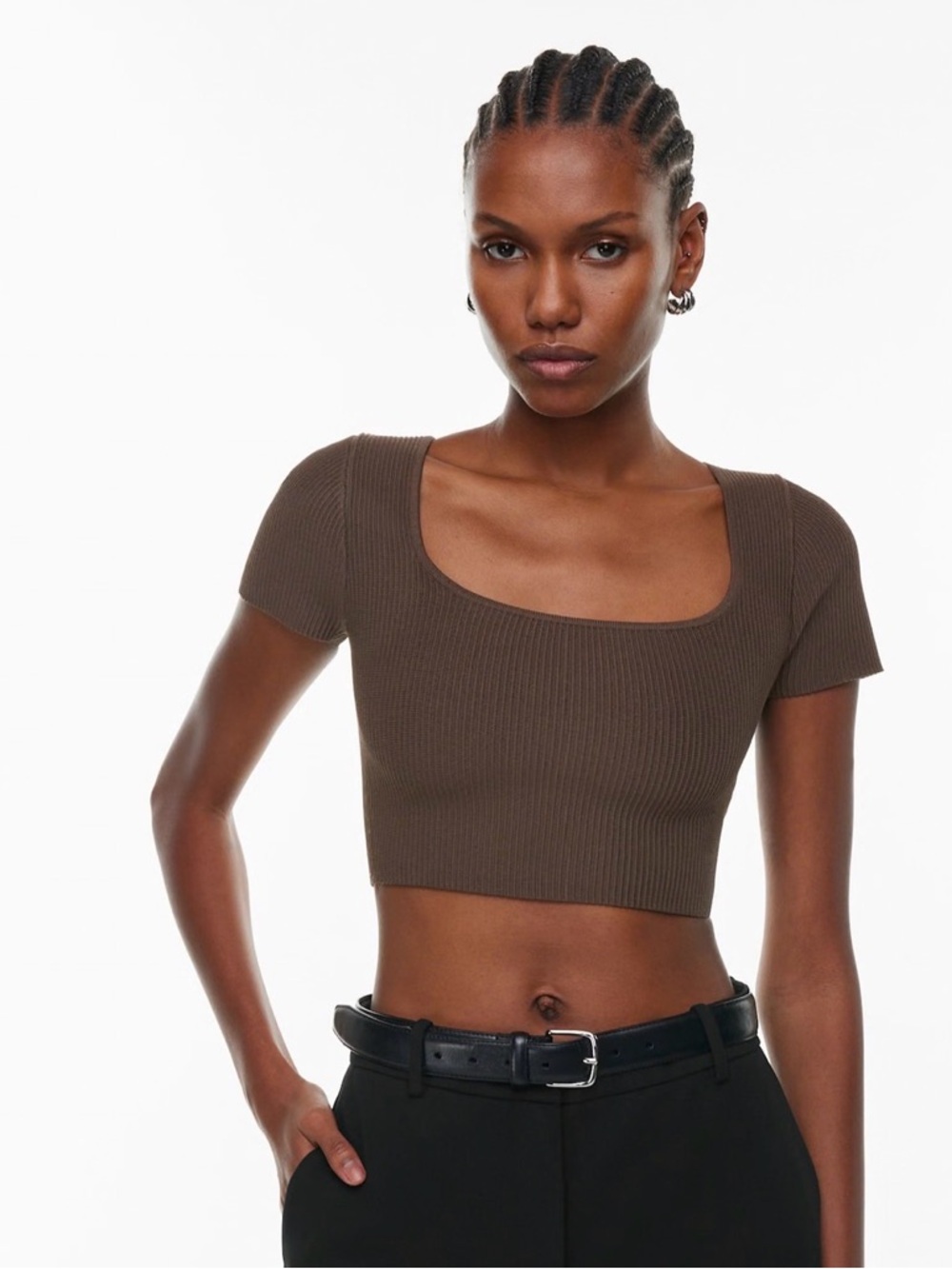 Babaton Artizia Sculpt Knit Squareneck Top